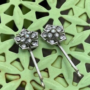 Vintage Rhinestone Flower Bobby Pins Hair Accessory